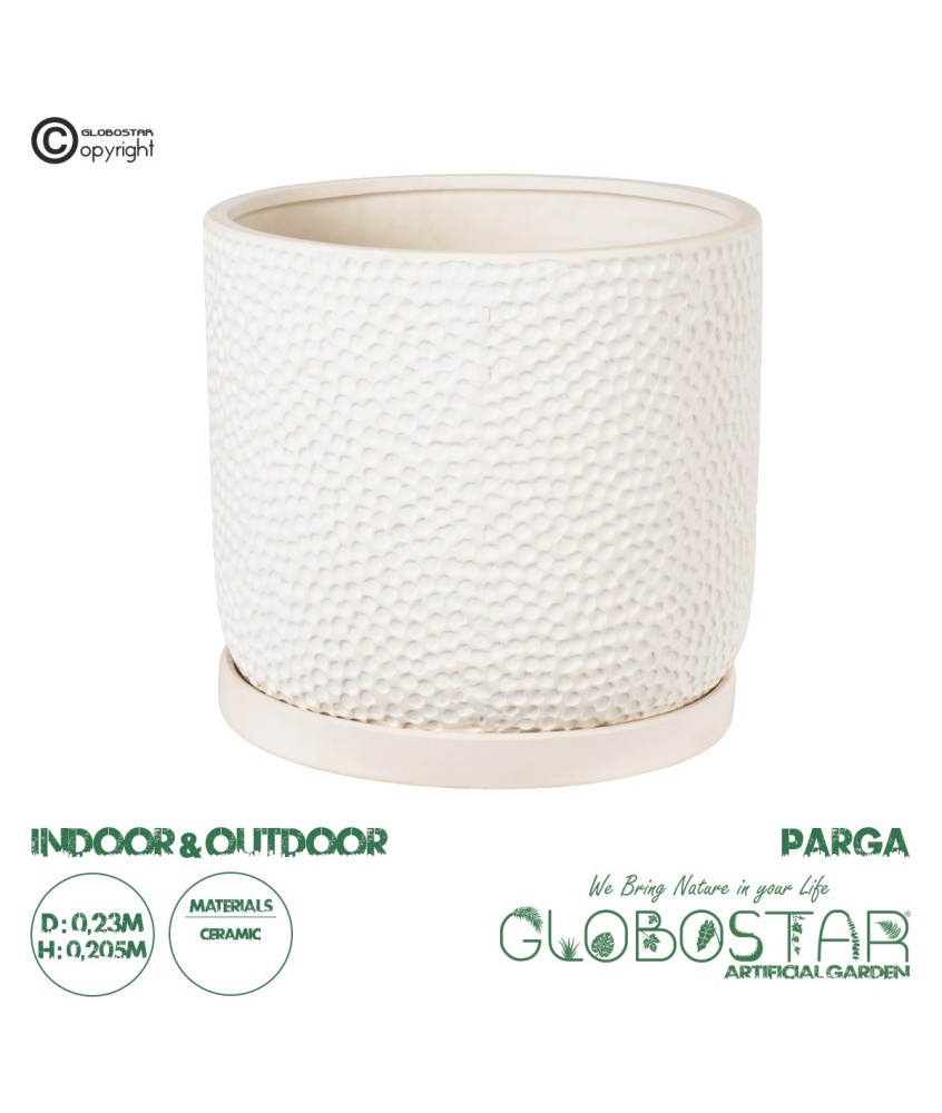 GloboStar® Artificial Garden PARGA 20452 Πήλινο Κεραμικό Κασπώ Γλάστρα - Flower Pot Μπεζ Φ23cm x Υ20.5cm